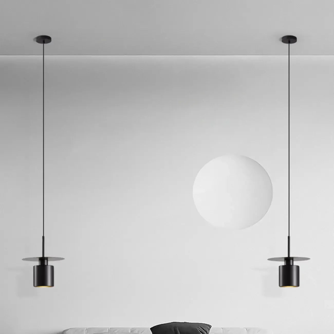 Suspension géométrique Art Déco en métal noir pour chambre à coucher