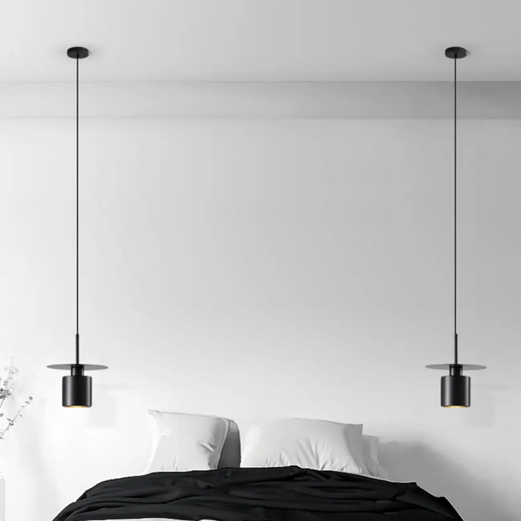 Suspension géométrique Art Déco en métal noir pour chambre à coucher