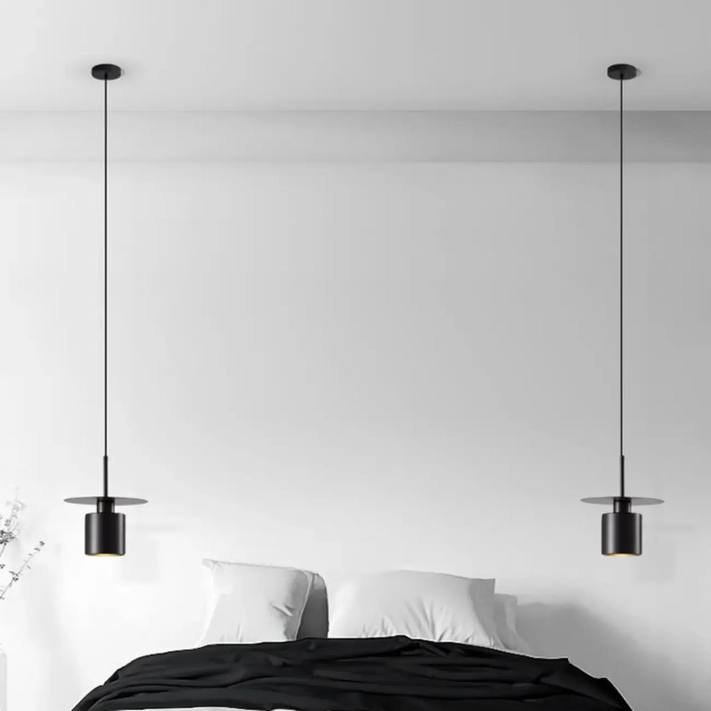 Suspension géométrique Art Déco en métal noir pour chambre à coucher