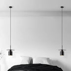 Suspension géométrique Art Déco en métal noir pour chambre à coucher