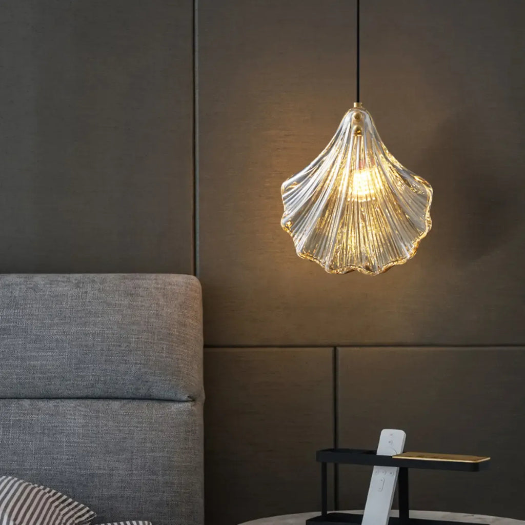 Suspension moderne en verre transparent doré