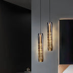 Suspension moderne cylindrique en cristal avec LED pour cuisine/salle à manger
