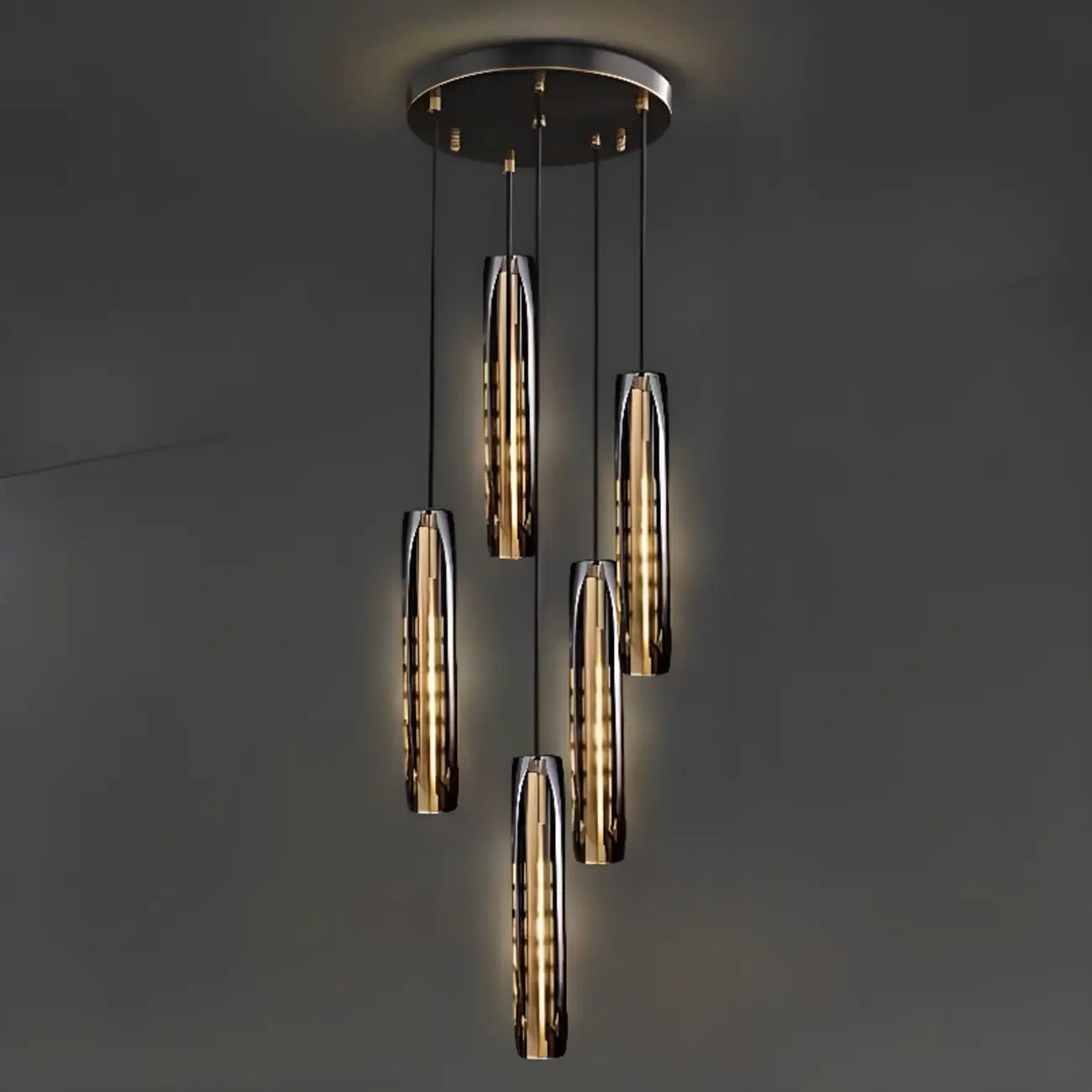 Suspension moderne cylindrique en cristal avec LED pour cuisine/salle à manger