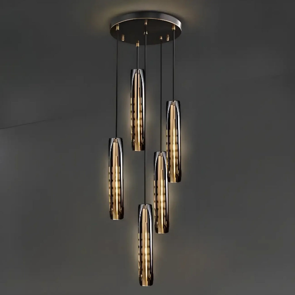 Suspension moderne cylindrique en cristal avec LED pour cuisine/salle à manger