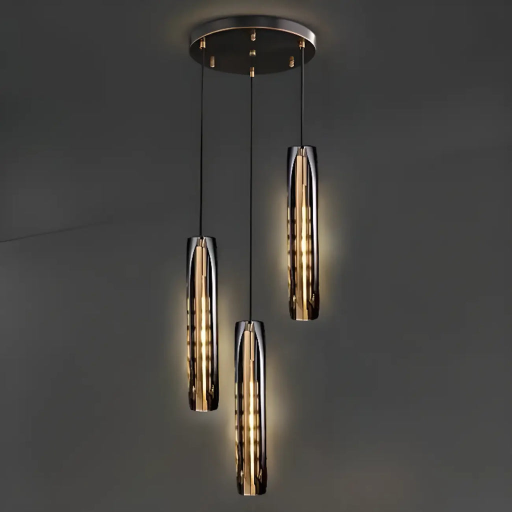 Suspension moderne cylindrique en cristal avec LED pour cuisine/salle à manger