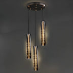 Suspension moderne cylindrique en cristal avec LED pour cuisine/salle à manger