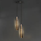 Suspension moderne cylindrique en cristal avec LED pour cuisine/salle à manger