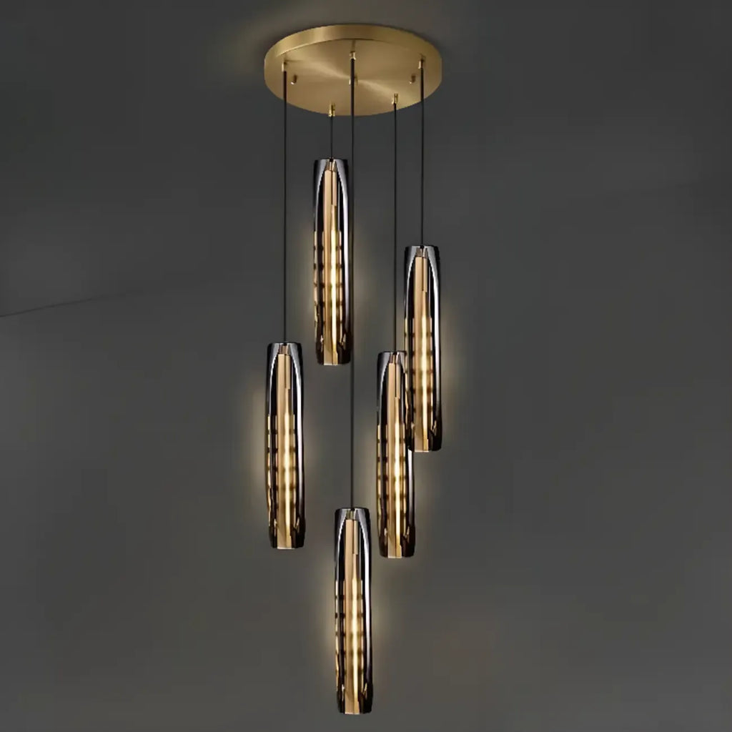 Suspension moderne cylindrique en cristal avec LED pour cuisine/salle à manger