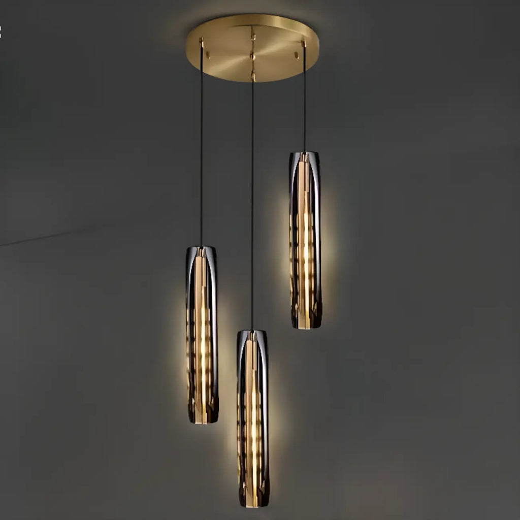 Suspension moderne cylindrique en cristal avec LED pour cuisine/salle à manger