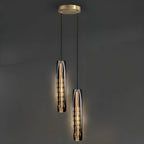 Suspension moderne cylindrique en cristal avec LED pour cuisine/salle à manger