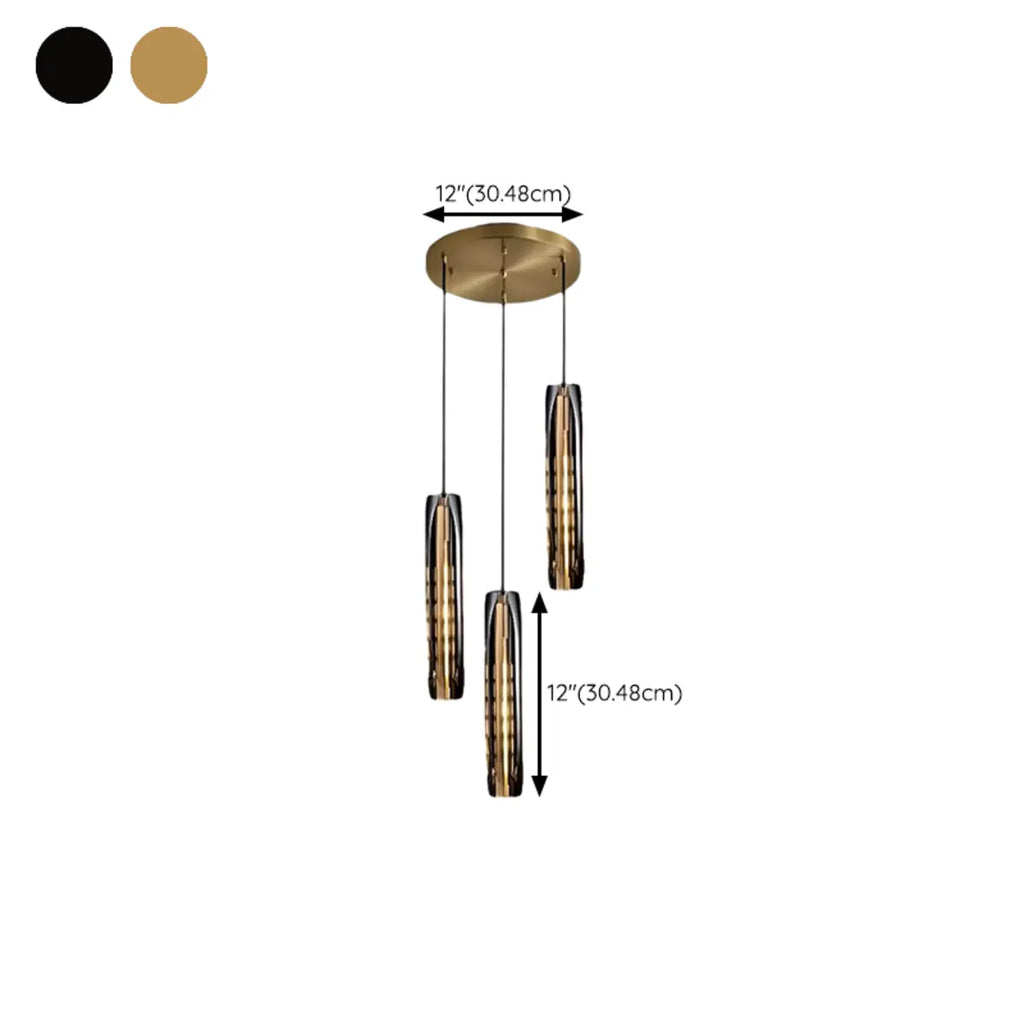 Suspension moderne cylindrique en cristal avec LED pour cuisine/salle à manger