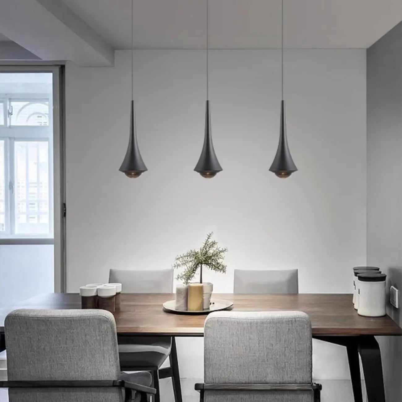 Lampe de chevet suspendue en métal avec variateur à trois niveaux