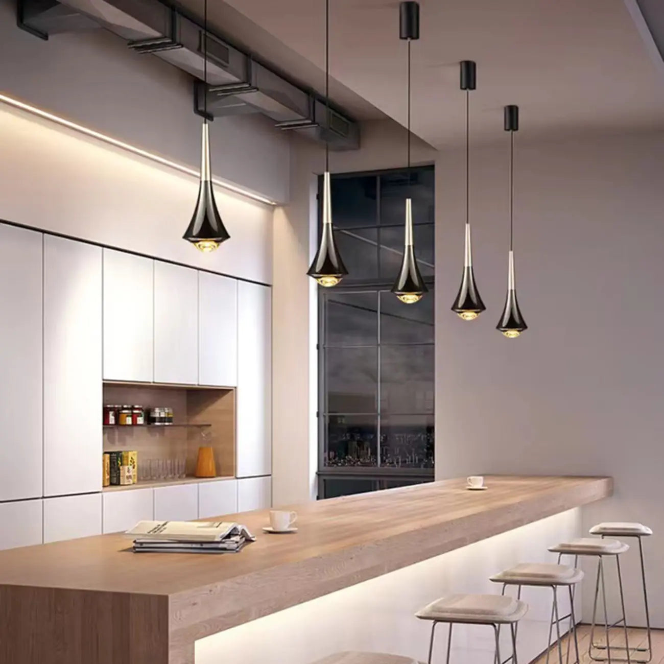 Lampe de chevet suspendue en métal avec variateur à trois niveaux