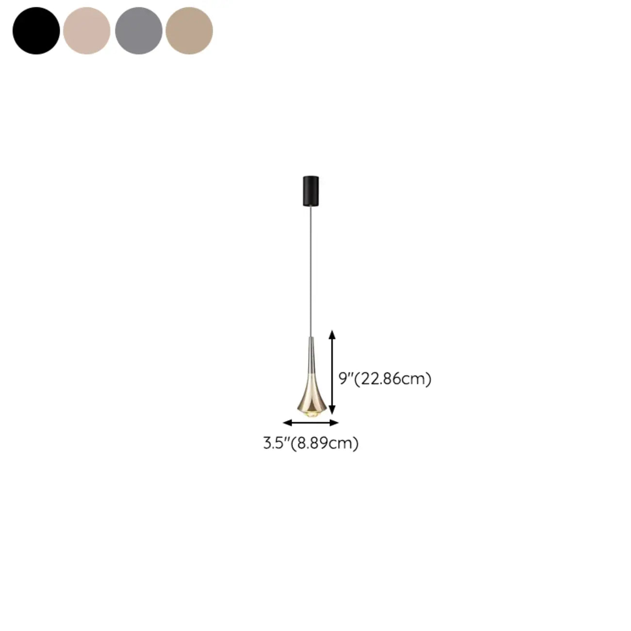 Lampe de chevet suspendue en métal avec variateur à trois niveaux