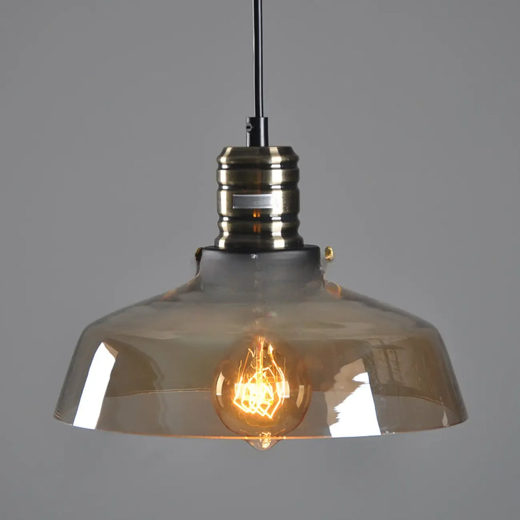 Suspension moderne en verre noir, longueur réglable, idéale pour la cuisine.