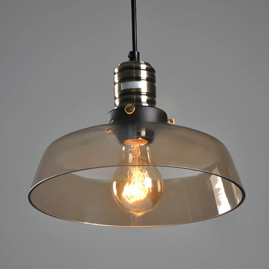 Suspension moderne en verre noir, longueur réglable, idéale pour la cuisine.