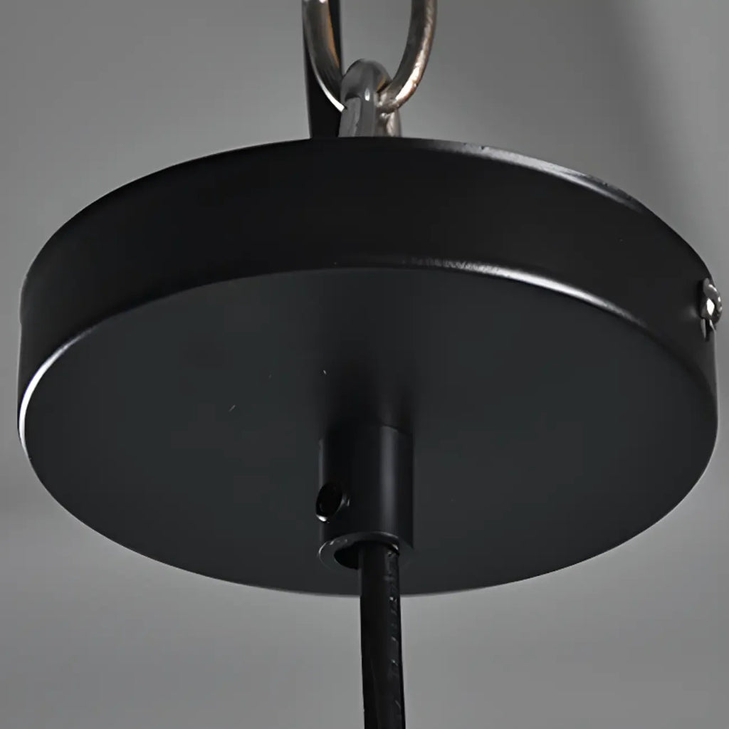 Suspension moderne en verre noir, longueur réglable, idéale pour la cuisine.