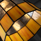 Suspension géométrique en verre jaune dépoli et laiton antique