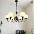 Lustre moderne à 6 lumières en verre noir avec accents de cristal