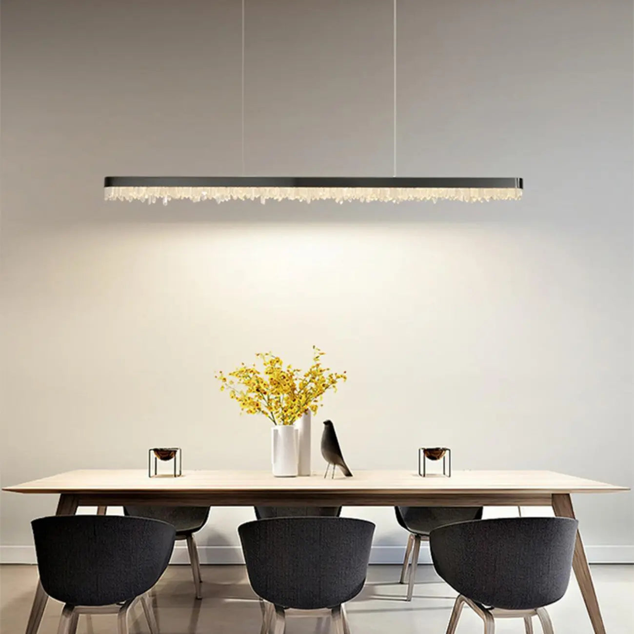 Suspension moderne en cristal pour îlot de cuisine, à intensité variable, LED