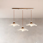 Lampadario a sospensione moderno a 3 luci in vetro e legno per isola cucina