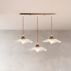 Lampadario a sospensione moderno a 3 luci in vetro e legno per isola cucina