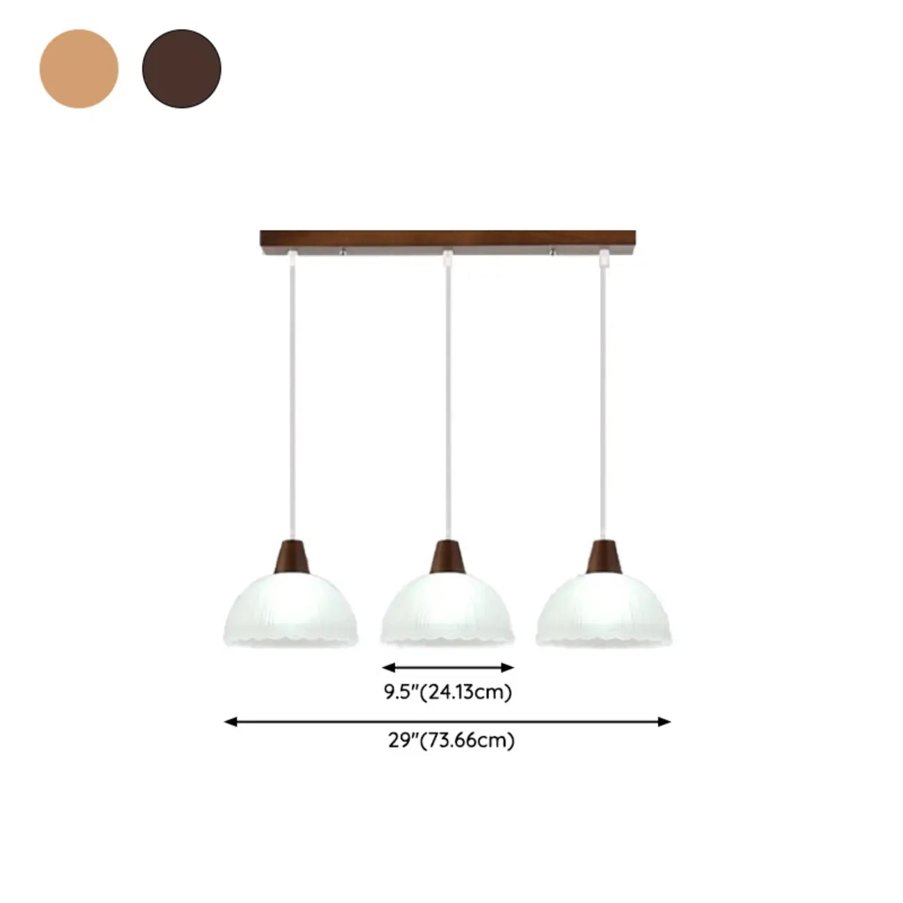 Lampadario a sospensione moderno a 3 luci in vetro e legno per isola cucina