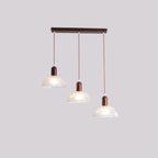 Suspension moderne à 3 lumières en bois et verre pour îlot de cuisine