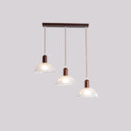 Suspension moderne à 3 lumières en bois et verre pour îlot de cuisine