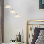 Suspension moderne à 3 lumières en bois et verre pour îlot de cuisine