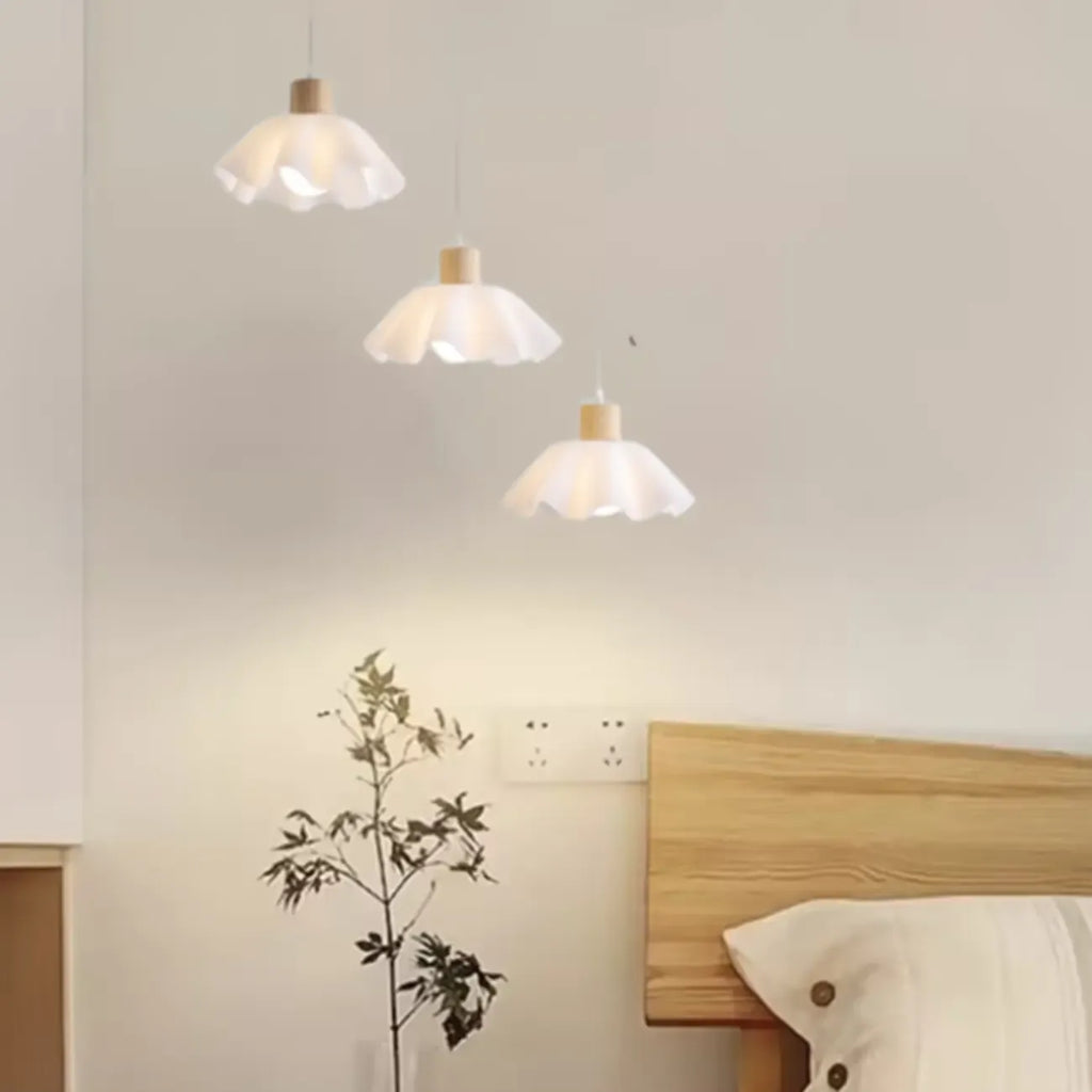 Suspension moderne à 3 lumières en bois et verre pour îlot de cuisine