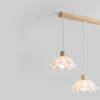 Suspension moderne à 3 lumières en bois et verre pour îlot de cuisine