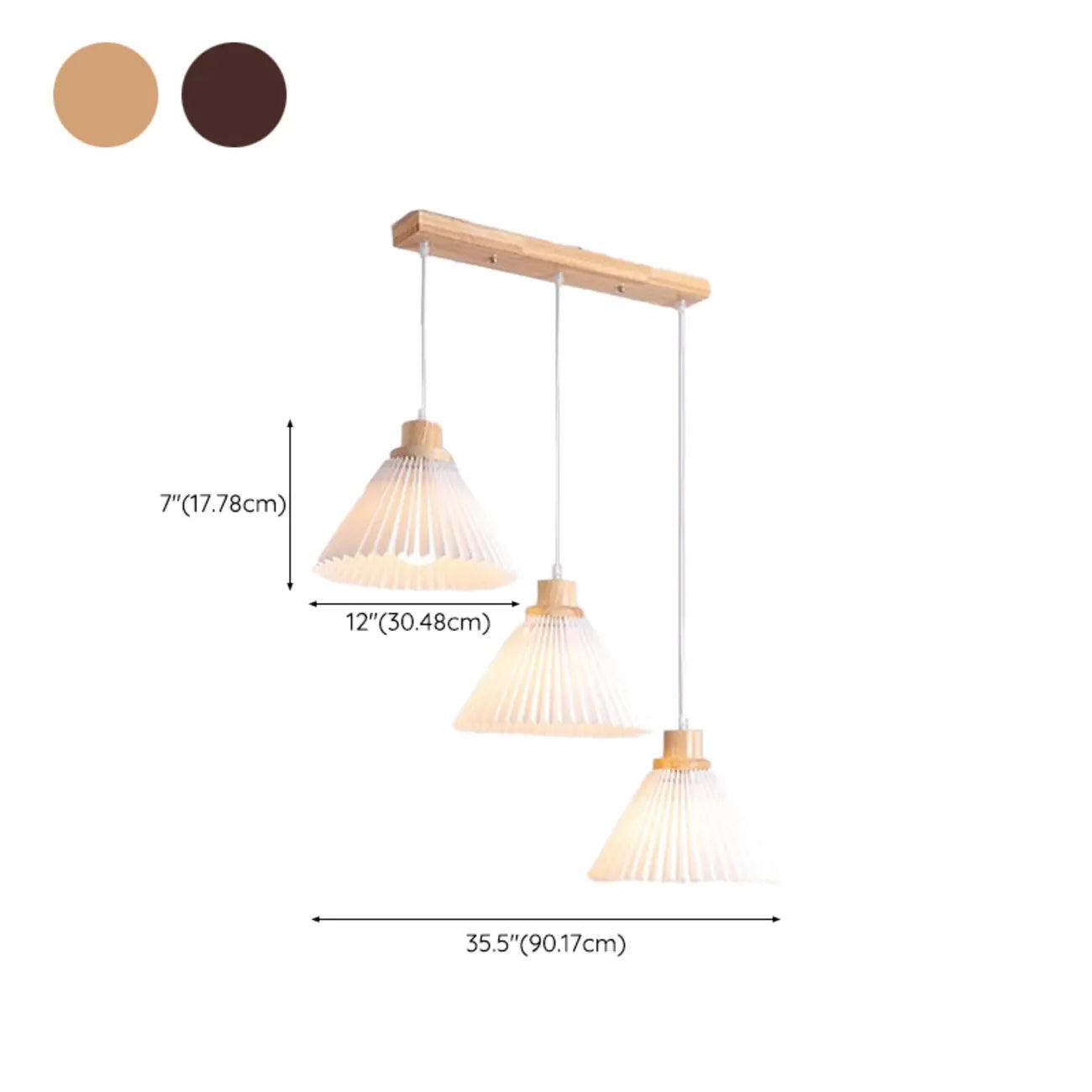 Suspension moderne à 3 lumières en bois et verre pour îlot de cuisine