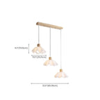 Suspension moderne à 3 lumières en bois et verre pour îlot de cuisine