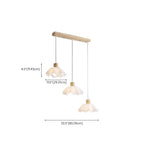 Suspension moderne à 3 lumières en bois et verre pour îlot de cuisine