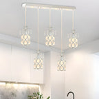 Suspension élégante cylindrique en cristal pour îlot de cuisine avec projecteur