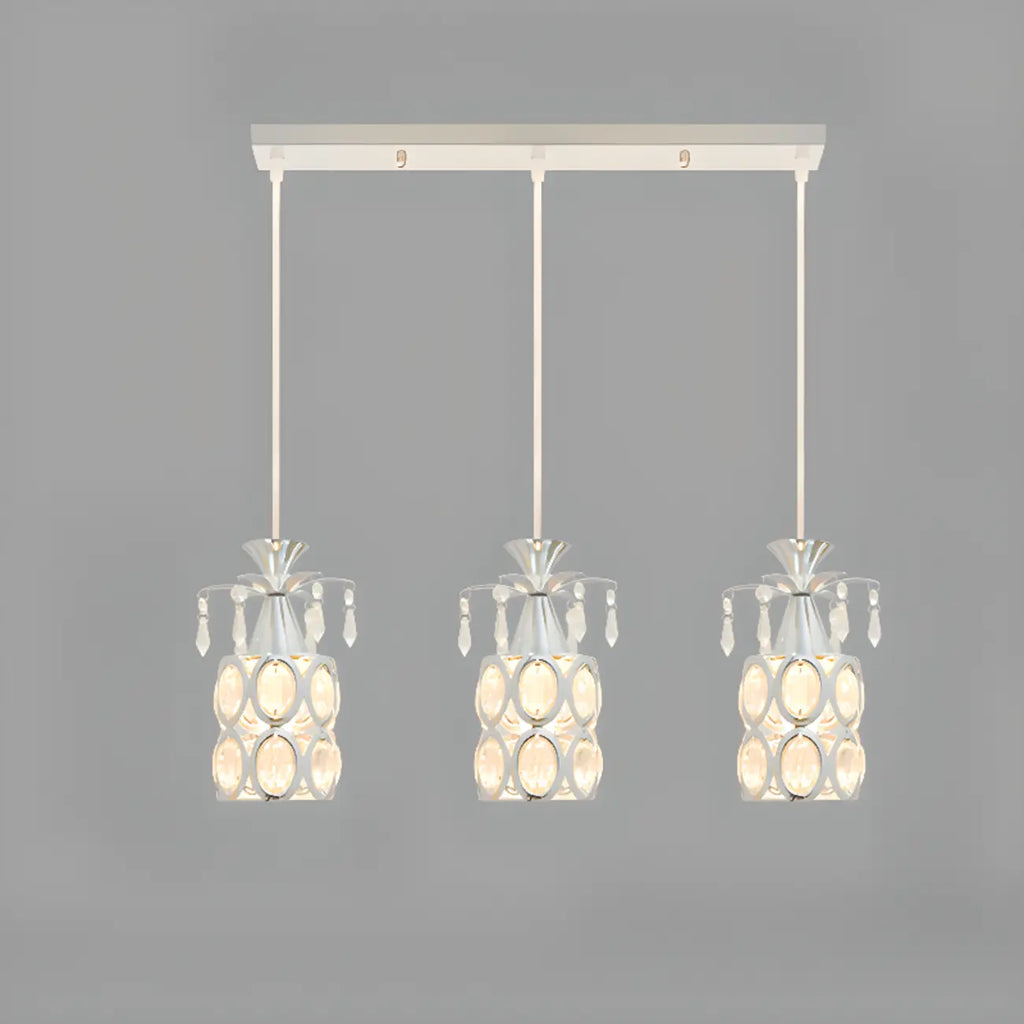Suspension élégante cylindrique en cristal pour îlot de cuisine avec projecteur