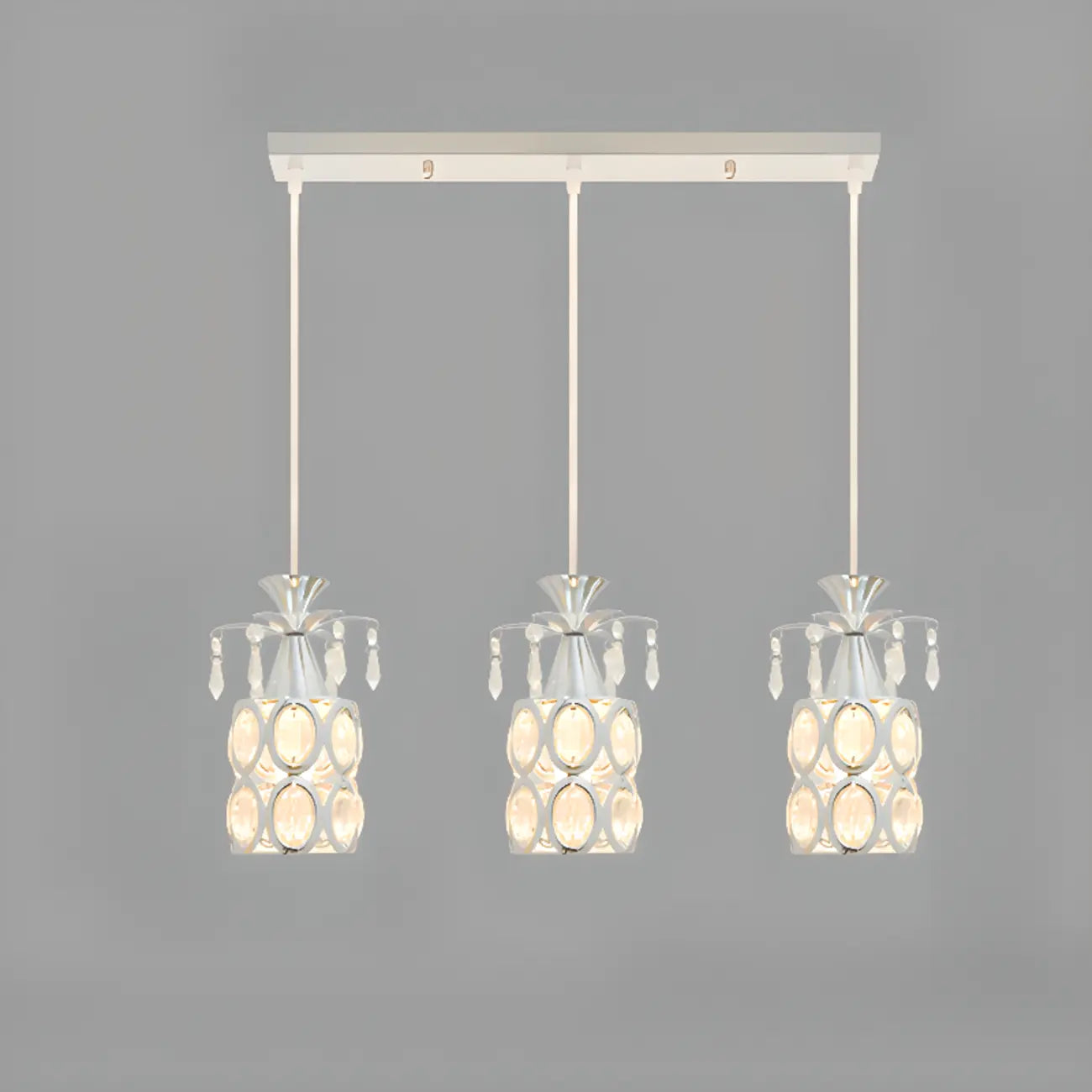 Suspension élégante cylindrique en cristal pour îlot de cuisine avec projecteur