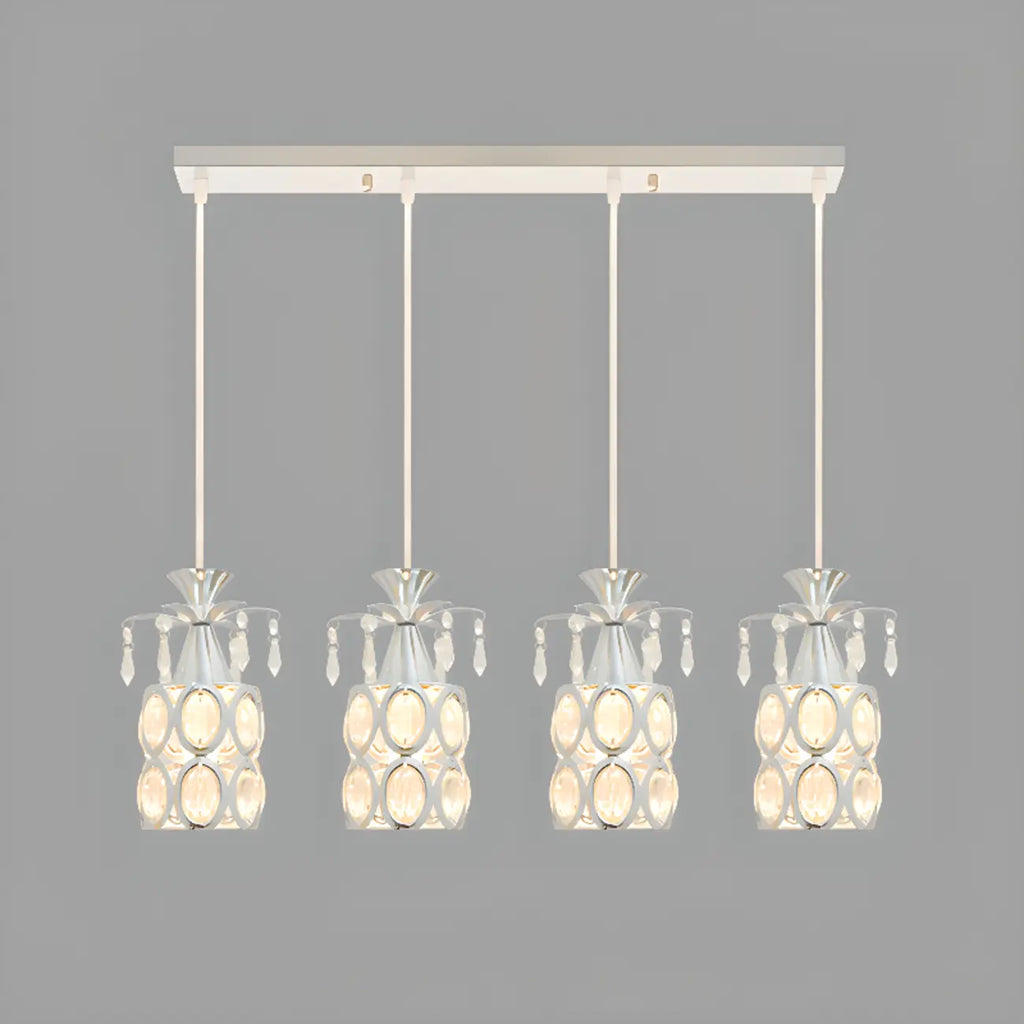 Suspension élégante cylindrique en cristal pour îlot de cuisine avec projecteur
