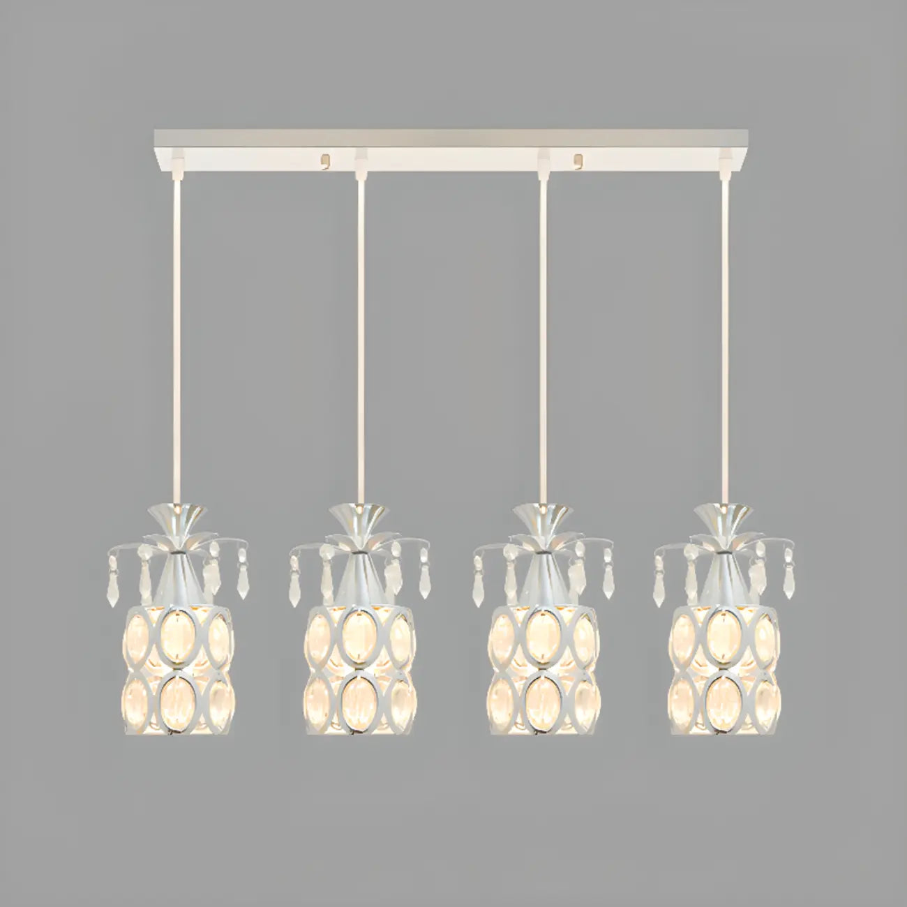 Suspension élégante cylindrique en cristal pour îlot de cuisine avec projecteur