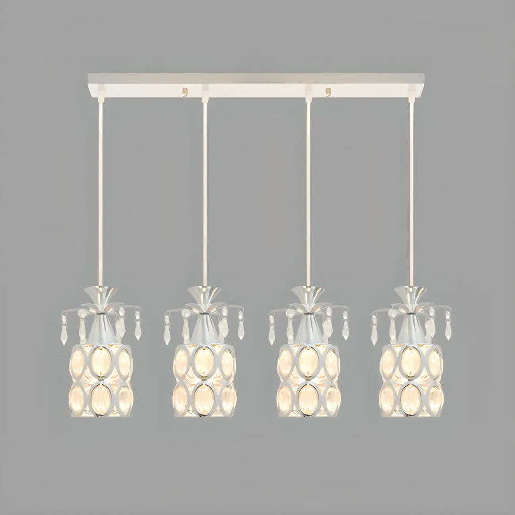 Suspension élégante cylindrique en cristal pour îlot de cuisine avec projecteur