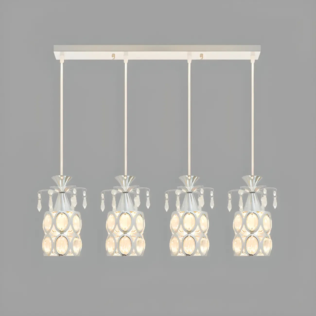 Suspension élégante cylindrique en cristal pour îlot de cuisine avec projecteur