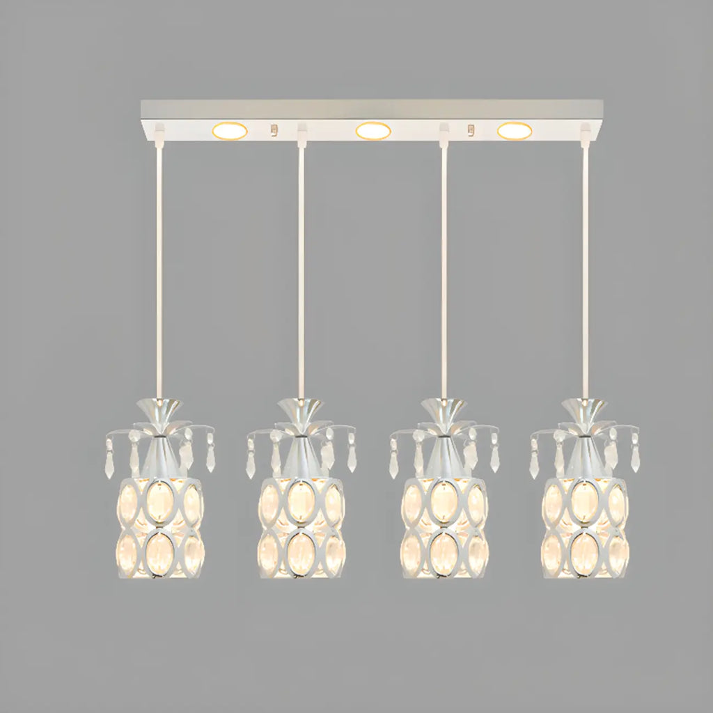 Suspension élégante cylindrique en cristal pour îlot de cuisine avec projecteur