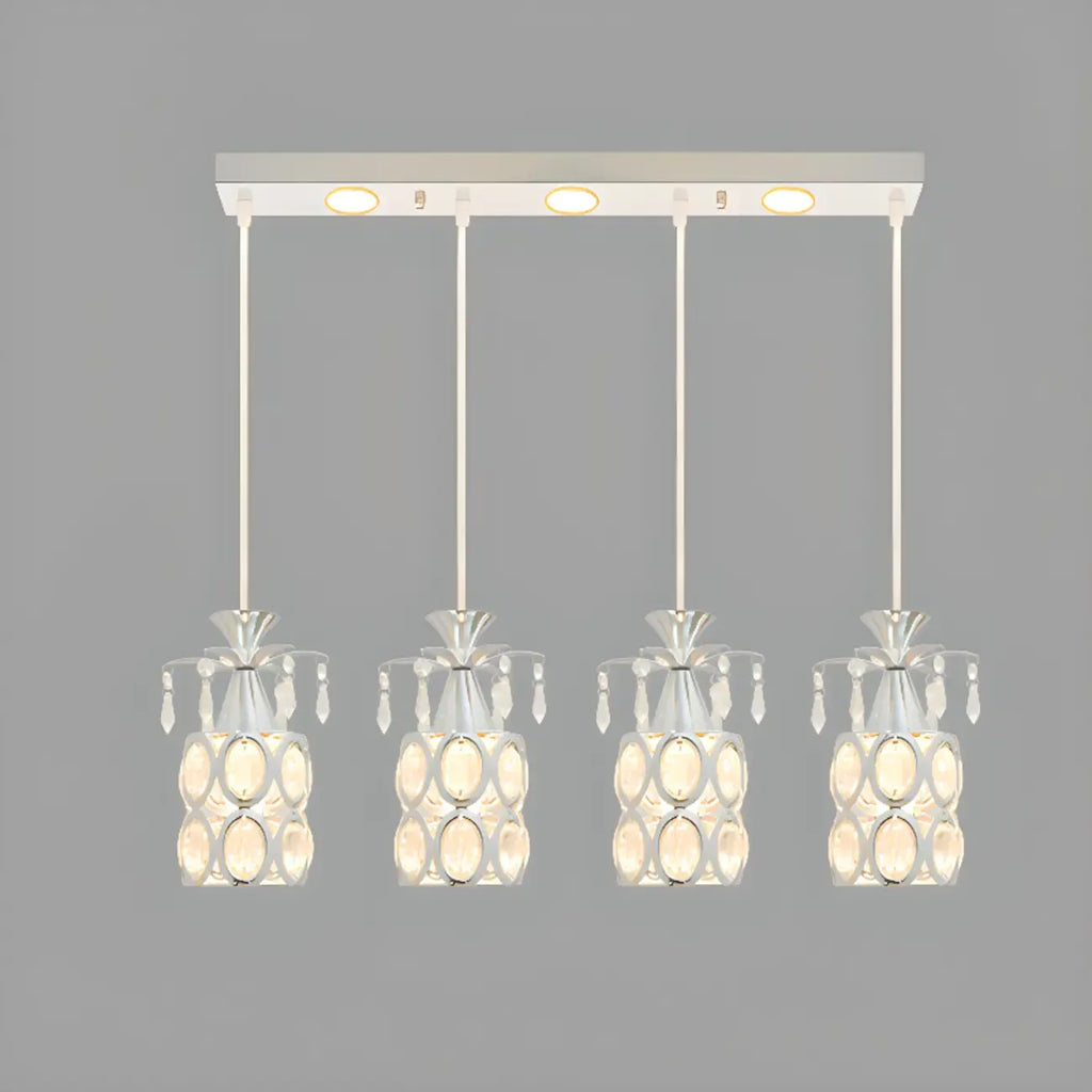 Suspension élégante cylindrique en cristal pour îlot de cuisine avec projecteur