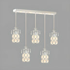 Suspension élégante cylindrique en cristal pour îlot de cuisine avec projecteur