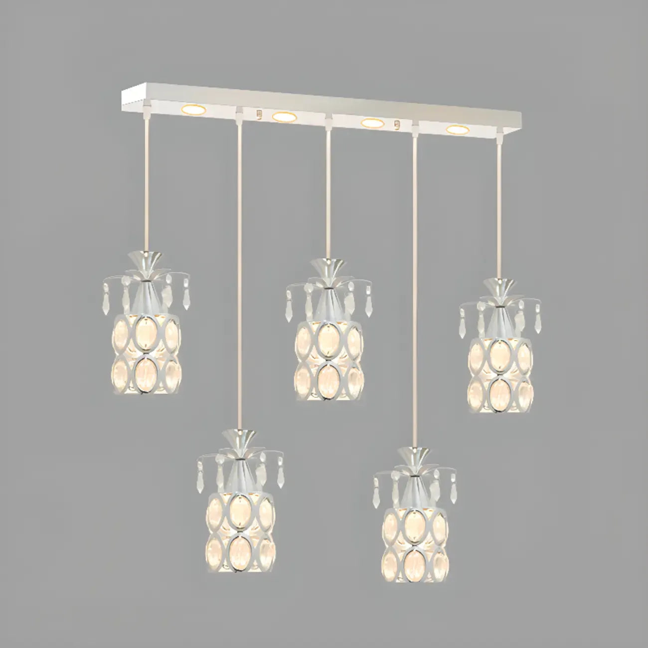 Suspension élégante cylindrique en cristal pour îlot de cuisine avec projecteur