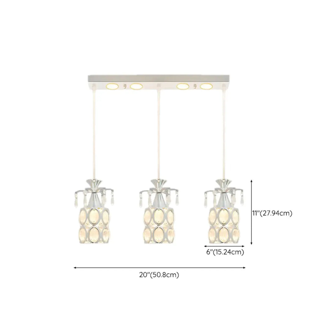 Suspension élégante cylindrique en cristal pour îlot de cuisine avec projecteur