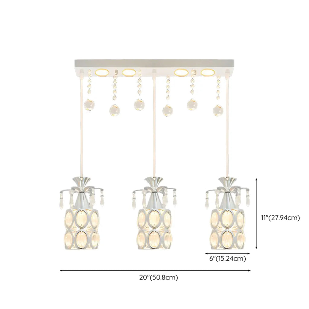 Suspension élégante cylindrique en cristal pour îlot de cuisine avec projecteur
