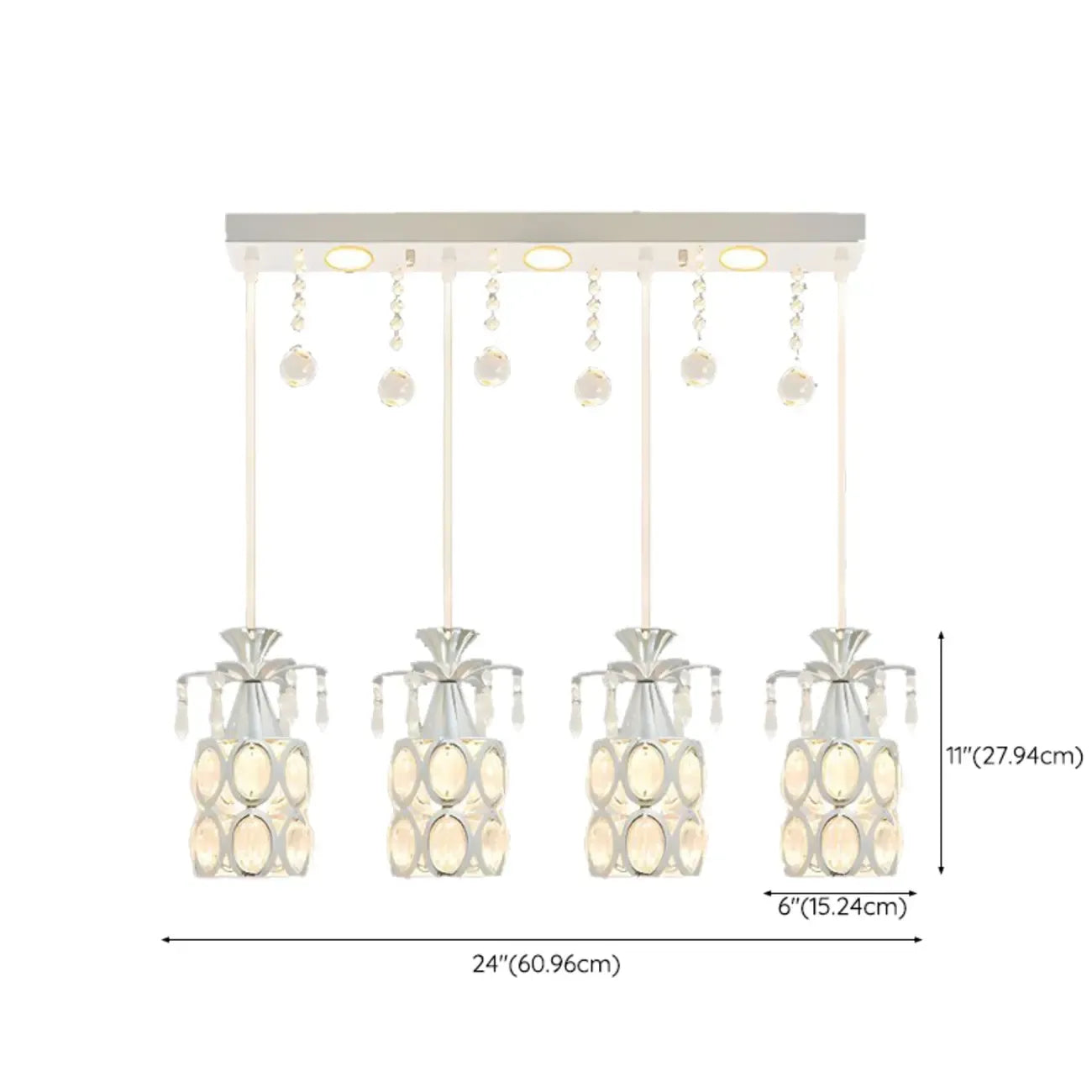 Suspension élégante cylindrique en cristal pour îlot de cuisine avec projecteur