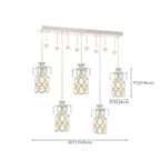 Suspension élégante cylindrique en cristal pour îlot de cuisine avec projecteur